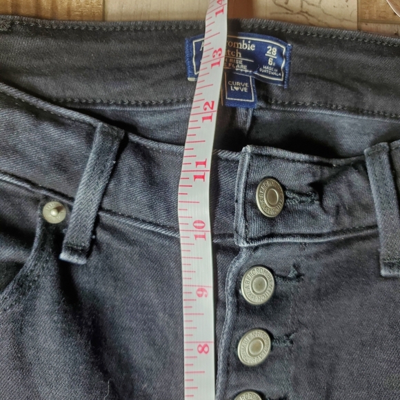 Abercrombie & Fitch Black High Rise Ankle Flare Denim Jeans Size 28 / 6R EUC - Picture 10 of 16